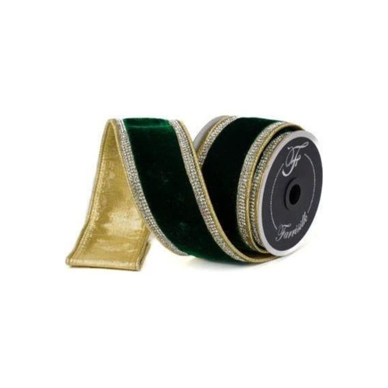 2.5″ Winter Diamonds Ribbon: Emerald (5 Yards)