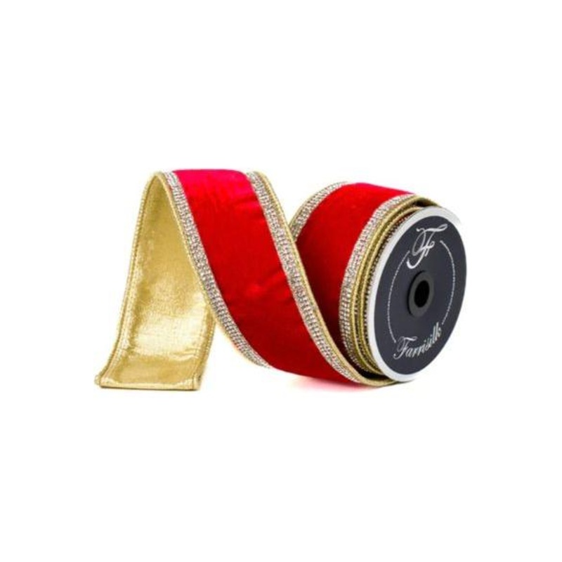 2.5″ Winter Diamonds Ribbon: Red (5 Yards)