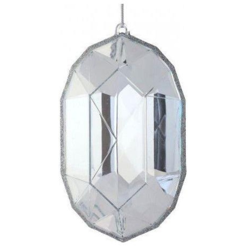 6.5″ Acrylic Oval Jewel Ornament: Clear
