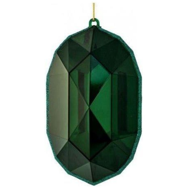 6.5″ Acrylic Oval Jewel Ornament: Emerald Green