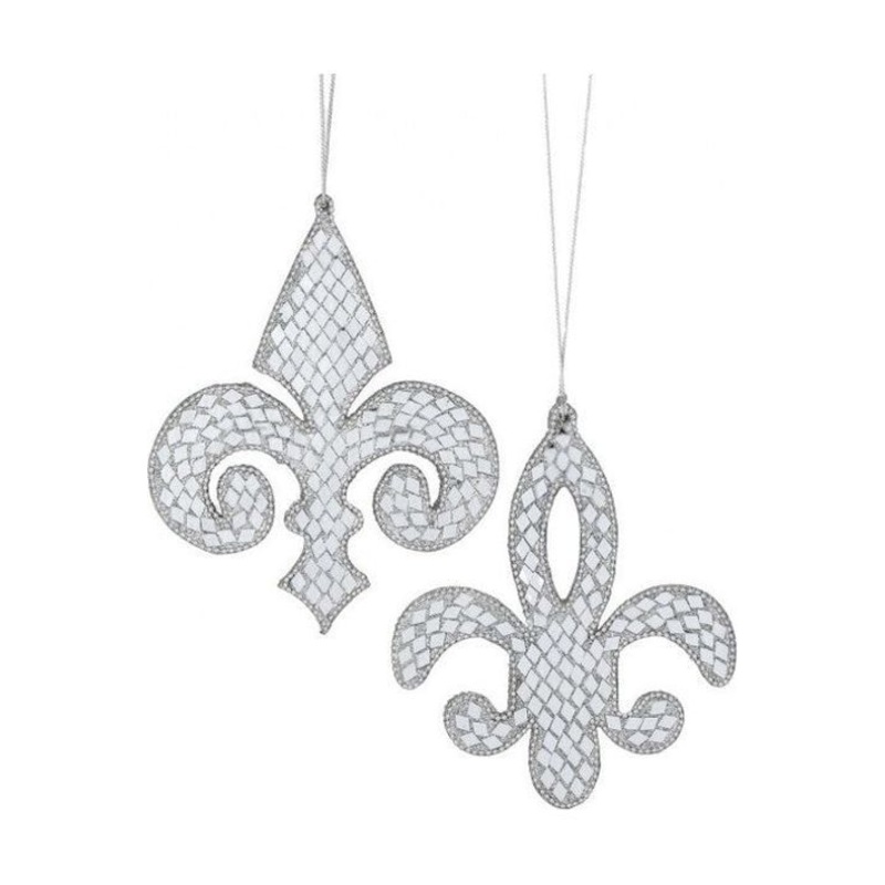 6″ Mirror Jewel Fleur De Lis Ornament (Asst 2)