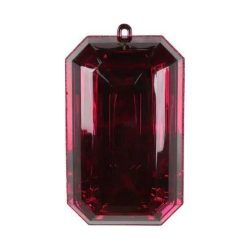 8″ Acrylic Rectangle Jewel Ornament: Burgundy