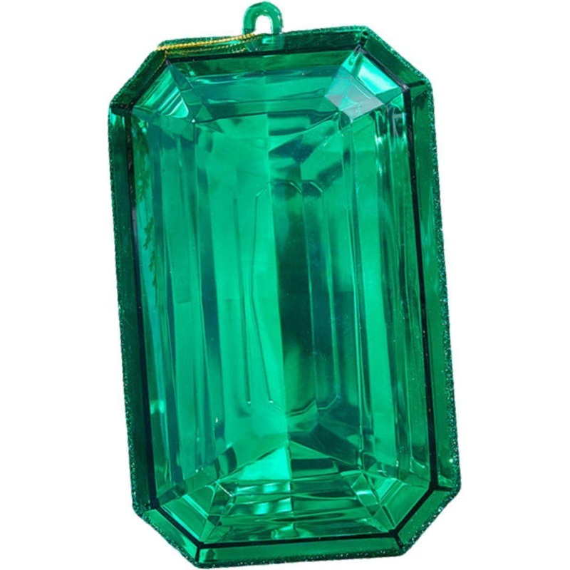 8″ Acrylic Rectangle Jewel Ornament: Emerald Green