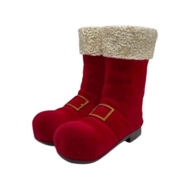 9.5″ Resin Flocked Santa Boots Container