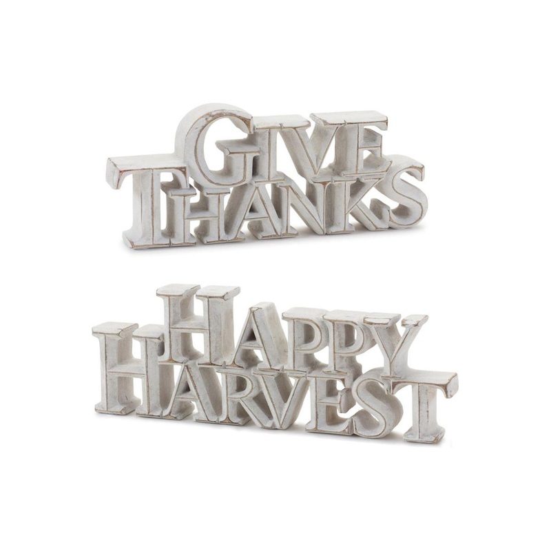 Happy Harvest and Give Thanks Sign (Set of 2)