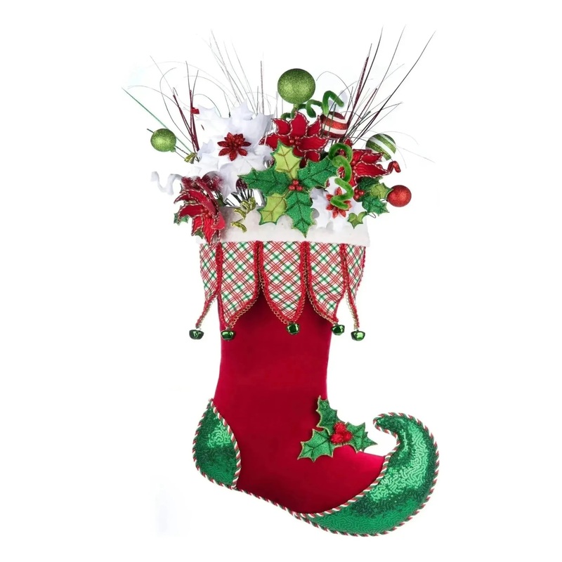 Holly Woods Stocking With Floral Wall Piece