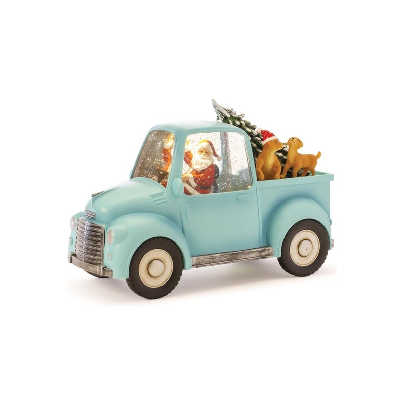 LED Snow Globe Truck with Santa and Dogs