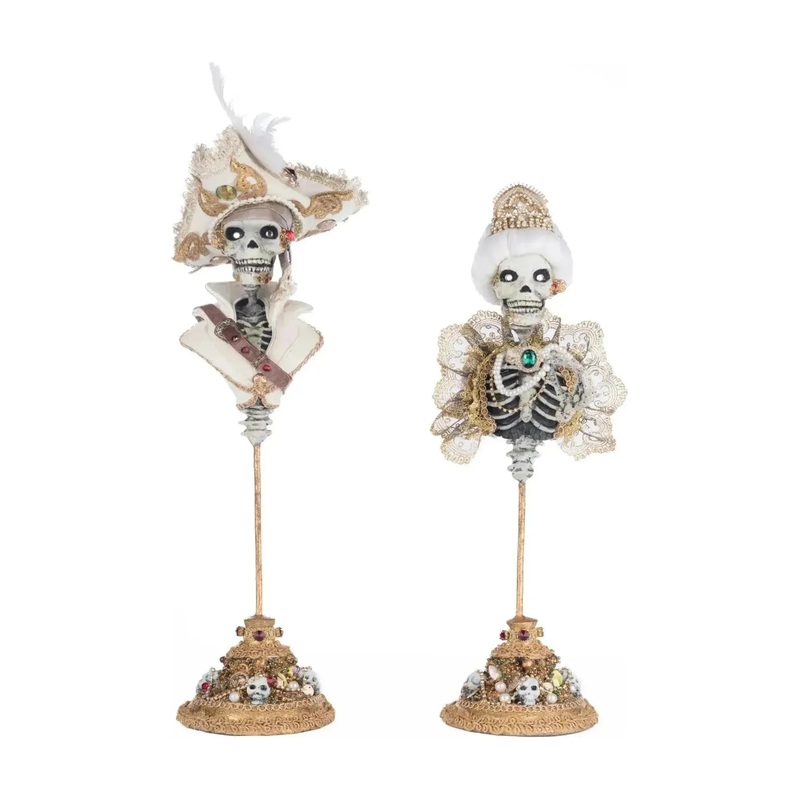 Male and Female Skeleton Bust Tabletop Set of 2