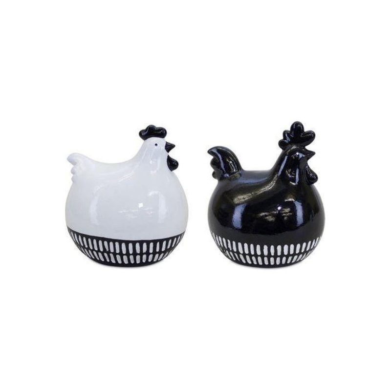 Modern Black and White Chicken Dcor (Set of 2)