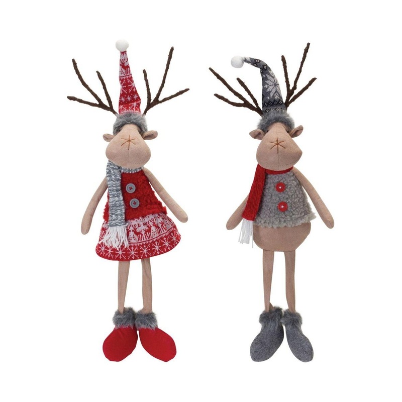 Plush Winter Deer Shelf Sitter (Set of 2)