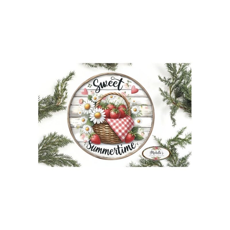 Strawberry Sweet Summertime Round Sign