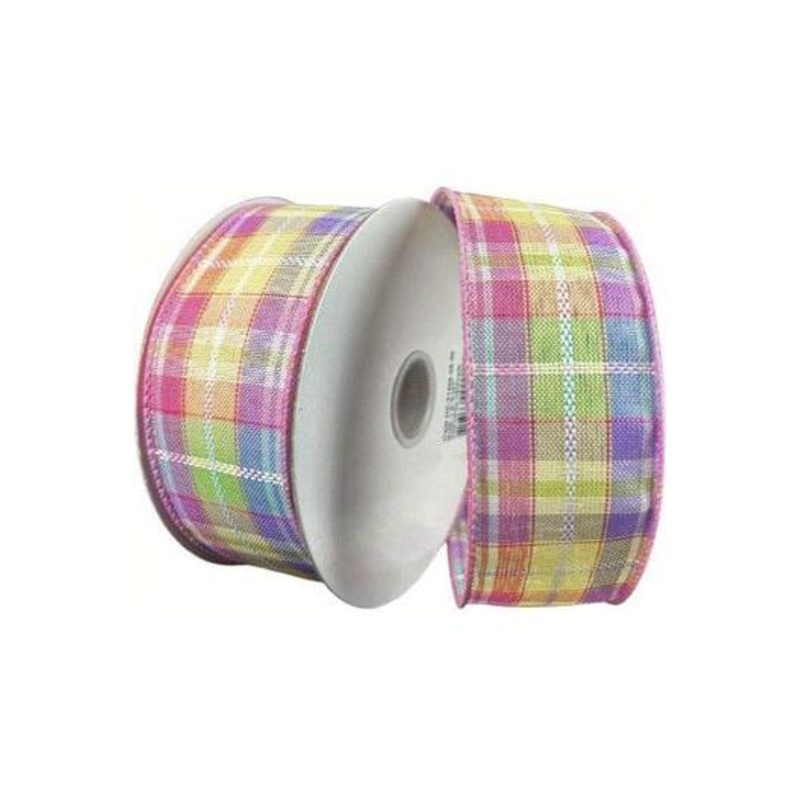 1.5″ Pastel Plaid Kennedy Ribbon: Pink (10 Yards)