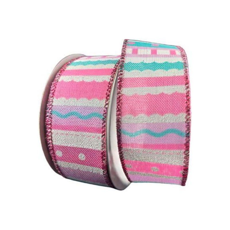 1.5″ Whimsy Stripe Ribbon: Pink, Aqua, Lavender