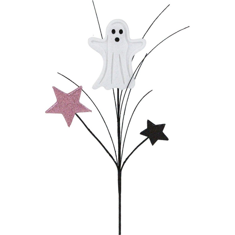 12.5″ Glitter Ghost & Stars Spray: Pink & Black