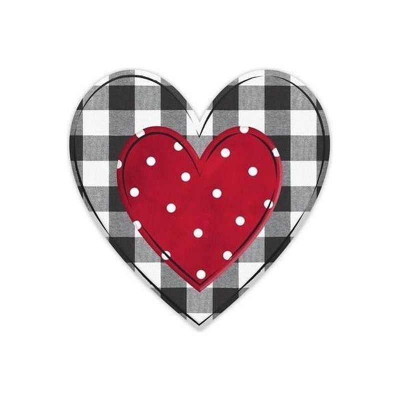 12″ Metal Embossed Heart Hanger: Check