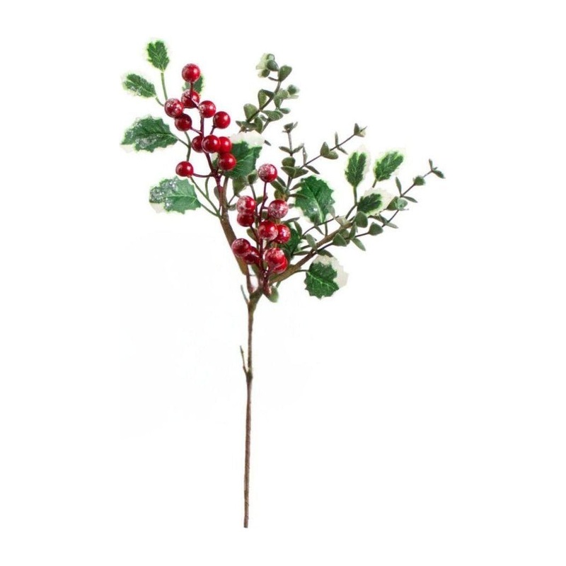 13″ Snow Berry Holly Pick: Red and Green