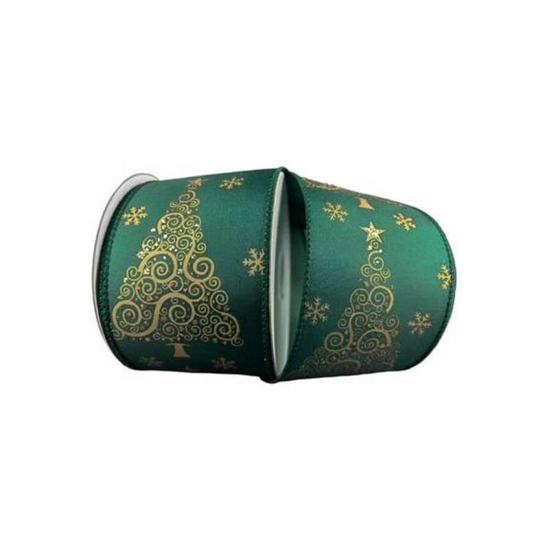 2.5″ Abstract Christmas Tree Ribbon: Hunter Green (10 Yards)