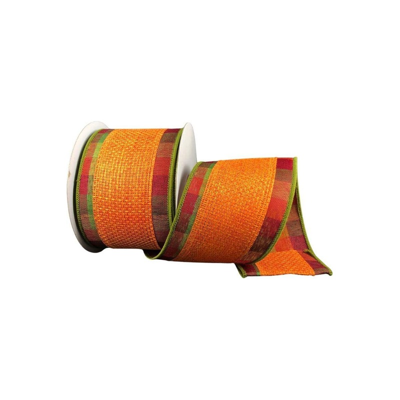 2.5″ Fall Plaid Two Sided Ribbon: Orange (10 Yards)