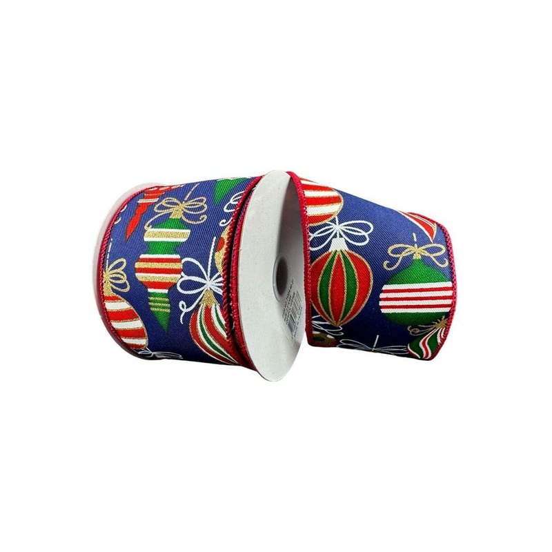 2.5″ Ornament Ribbon: Navy, Red, Green, Gold (10 Yards)