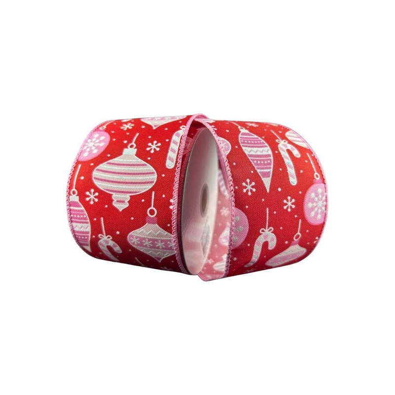 2.5″ Ornament Ribbon: Red, Pink, and White (10 Yards)