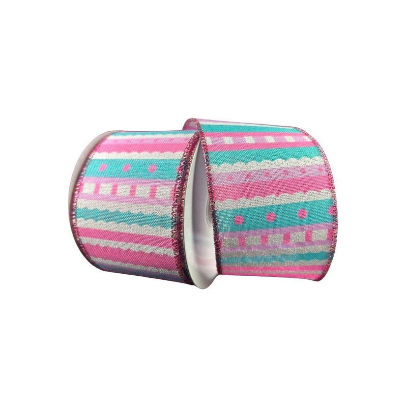 2.5″ Whimsy Stripe Ribbon: Pink, Aqua, Lavender