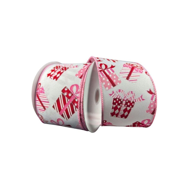 2.5″ Wrapped Gifts Ribbon: Red, Pink, and White (10 Yards)