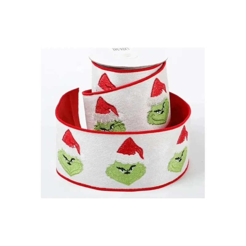 4″ Green Monster Dupion Ribbon: Red/White (5 Yards)