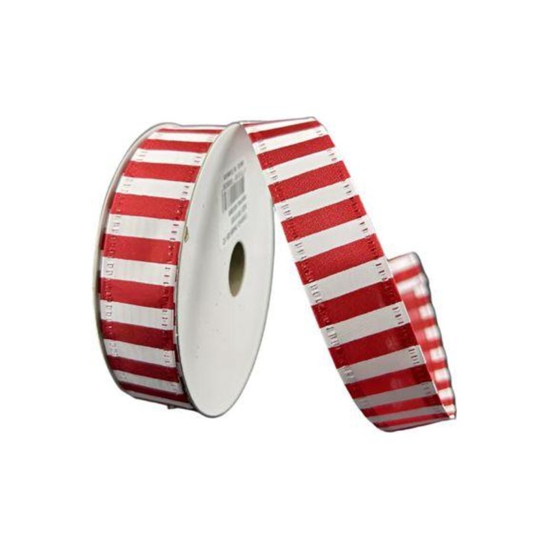 7/8″ Peppermint Stripe Ribbon: Red (10 Yards)