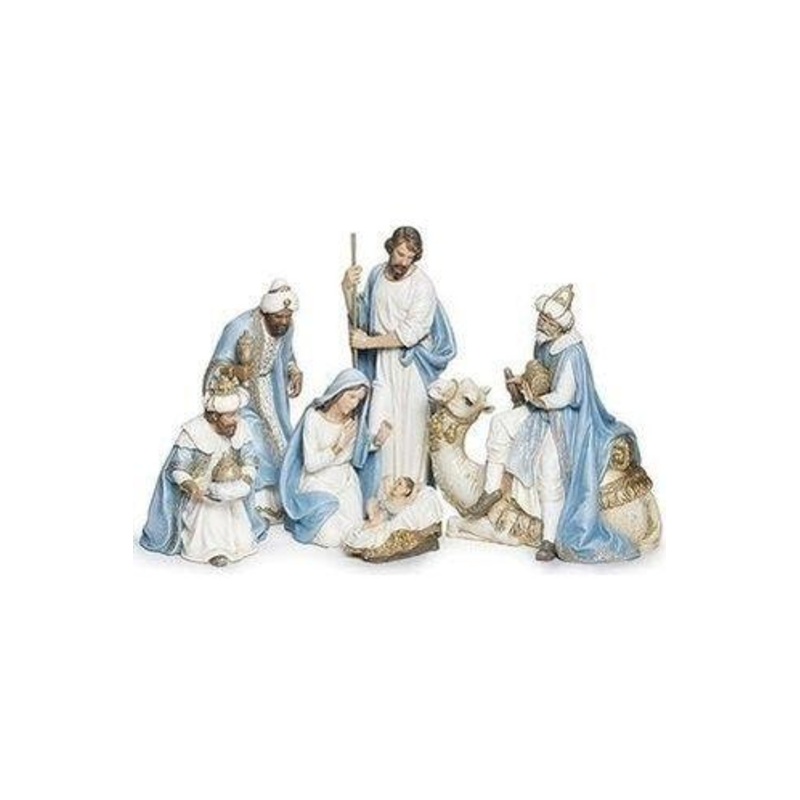 Blue Champagne Nativity Figures