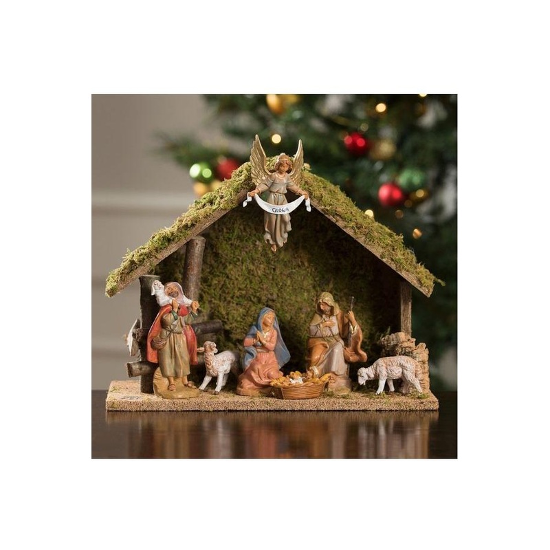 Fontanini 7 Piece Nativity Set with Italian Wood Stable