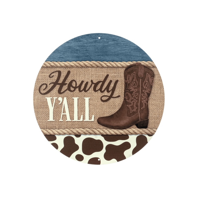 Howdy Y’all Cowboy Sign: Brown