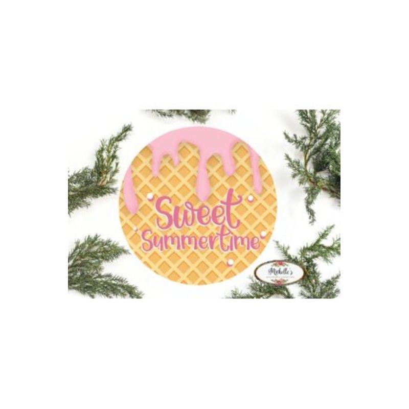Ice Cream Sweet Summertime Round Sign