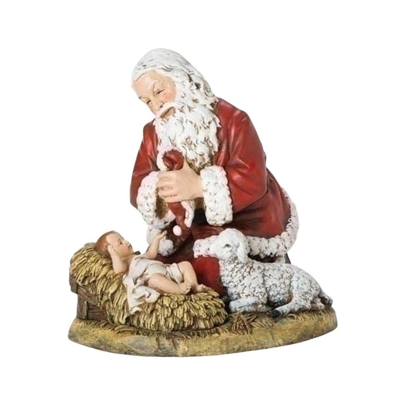 Kneeling Santa With Lamb Figure