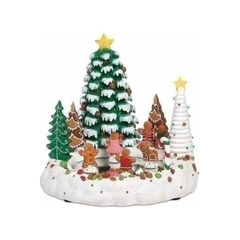 LED Musical Gingerbread Skating Pond Figurine