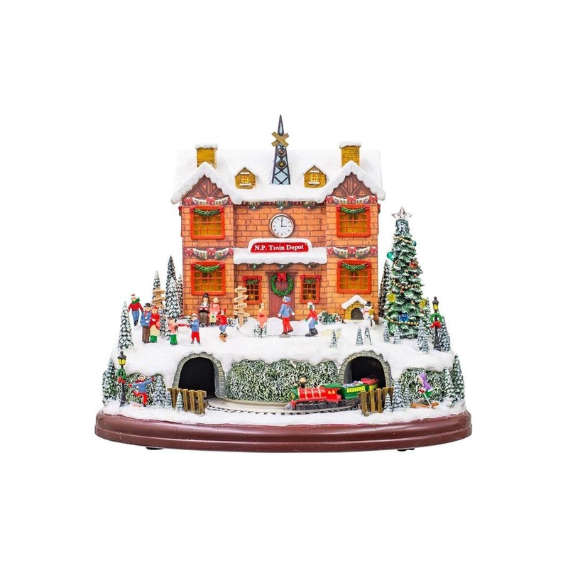 LED Rotating Musical Polar Train Station