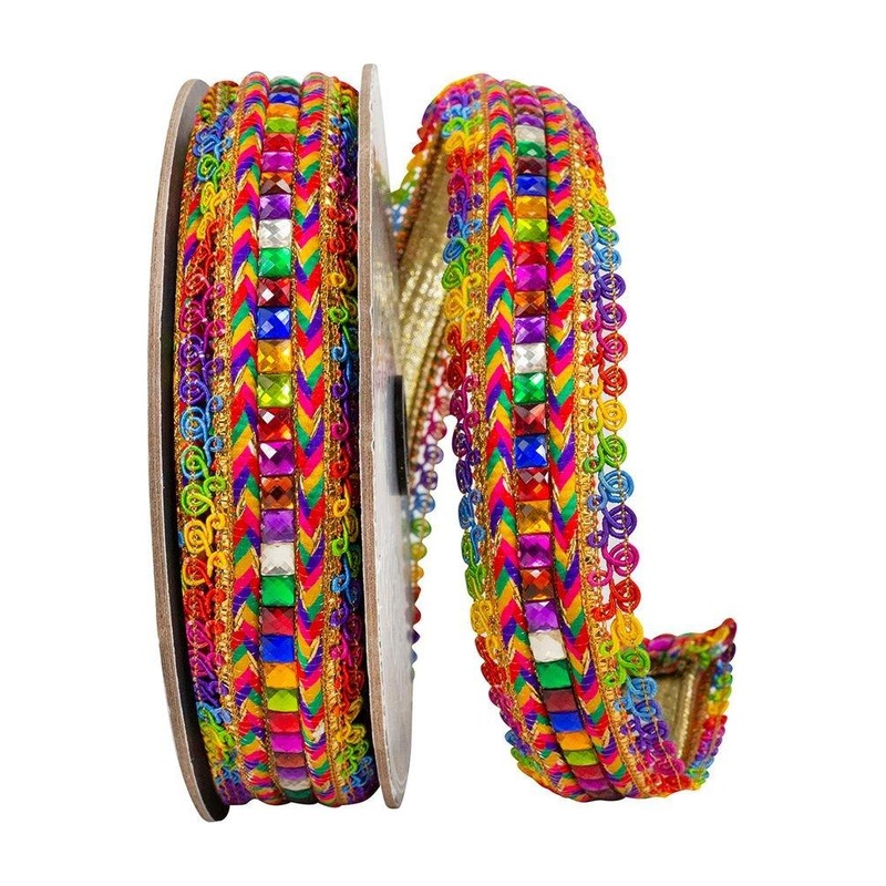 1.5″ Festive Jewel Trimming Ribbon: Gold (5 Yards)