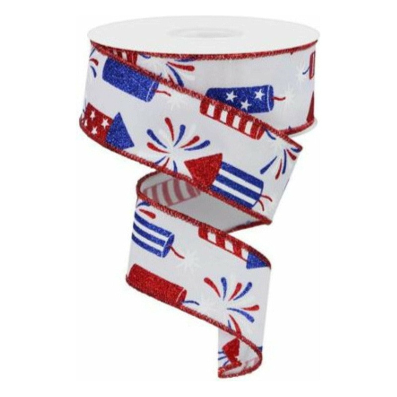 1.5″ Firecrackers Ribbon: White (10 Yards)