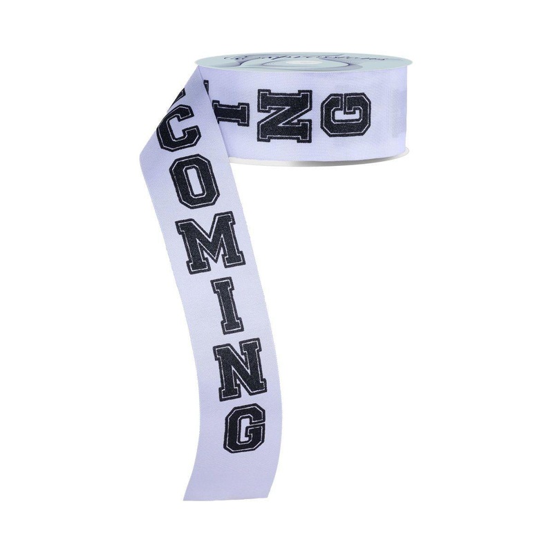 1.5″ Homecoming Ribbon: White/Black (100 Feet)