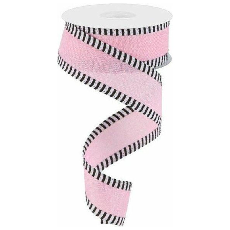 1.5″ Royal Burlap Thin Stripe Ribbon: Light Pink (10 Yards)
