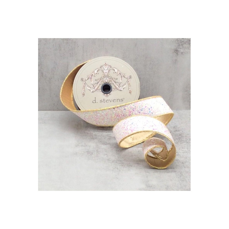 1.5″ Sugar Plum Glitter Ribbon: Icy Iridescent (10 Yards)