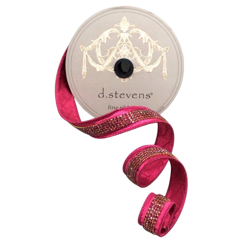1″ Metallic Dupion Duchess Jewel Ribbon: Hot Pink (5 Yards)