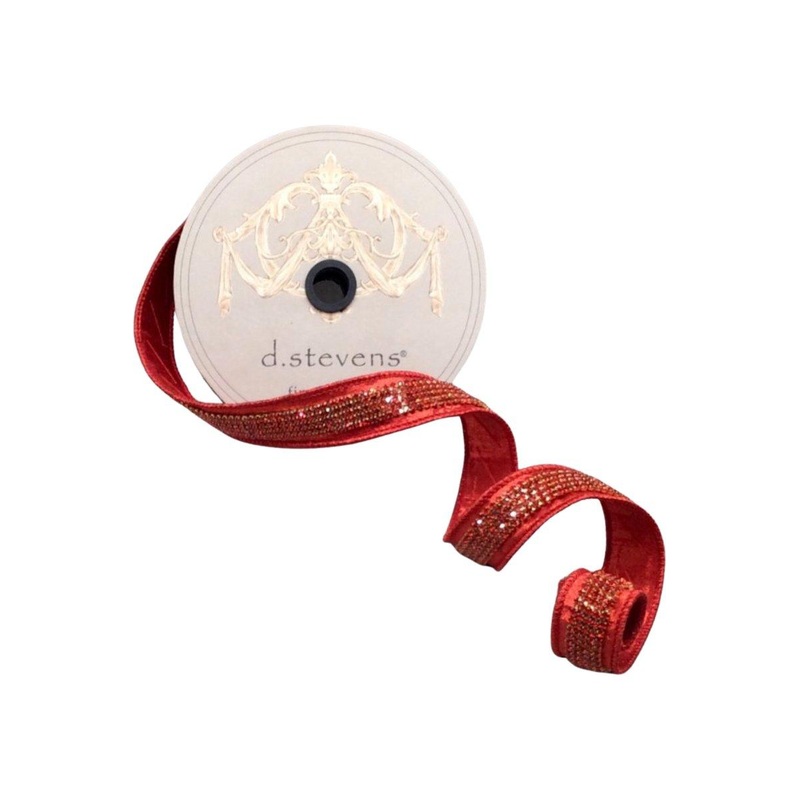 1″ Metallic Dupion Duchess Jewel Ribbon: Red (5 Yards)