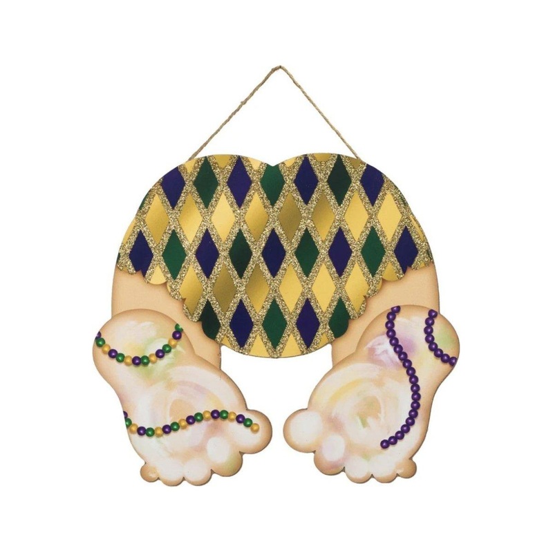 10″ Glitter Baby Bottom Sign: Mardi Gras