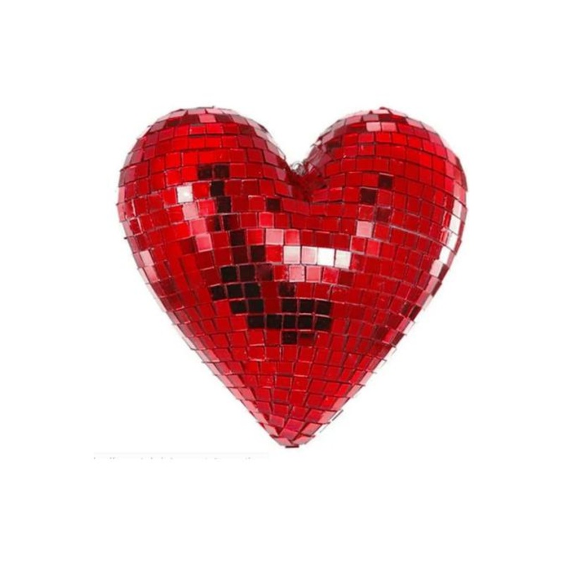 10″ Mirror Disco Heart: Red