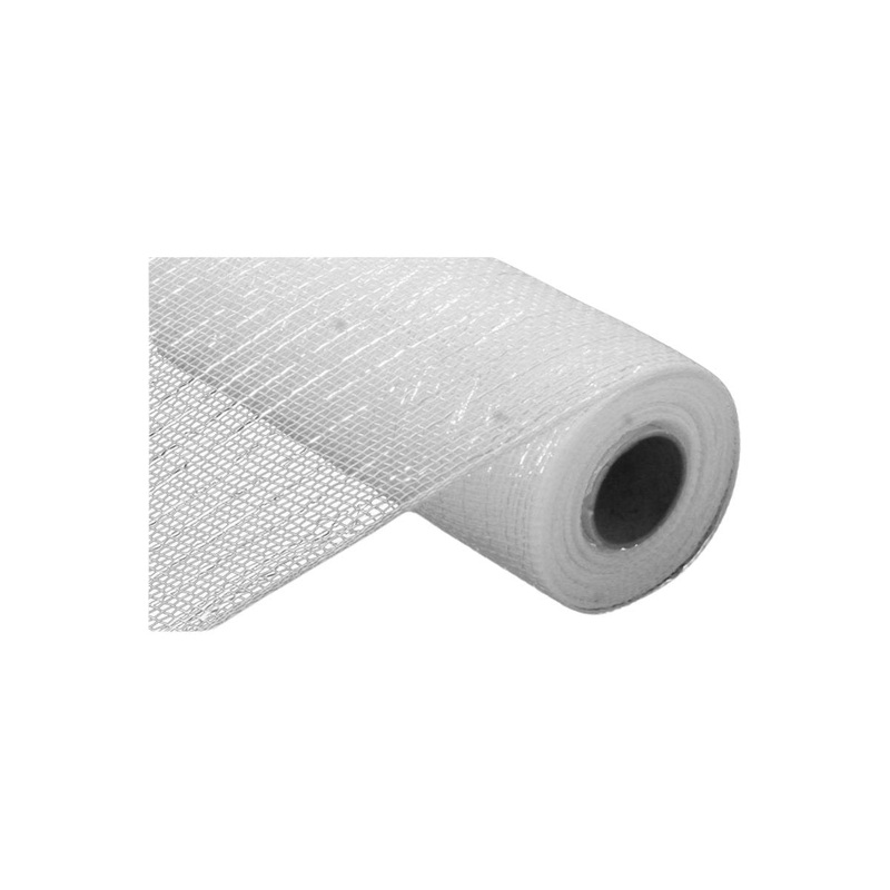 10″ Poly Deco Mesh: White w/White (10 Yards)
