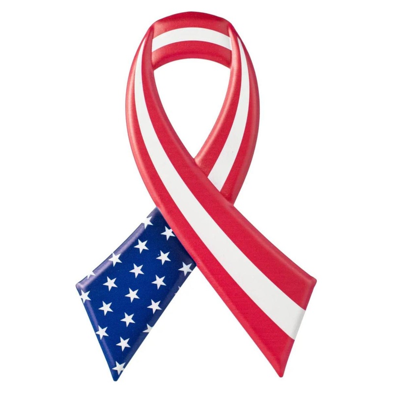 12″ Metal Embossed Sign: Patriotic Support Ribbon