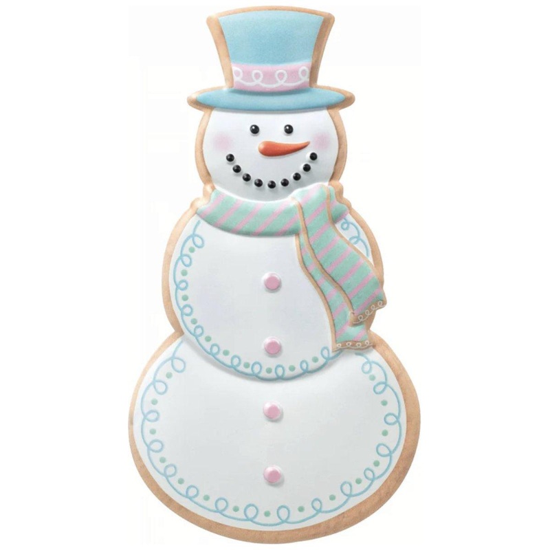 12″ Metal Embossed Snowman Cookie: Pink/Blue