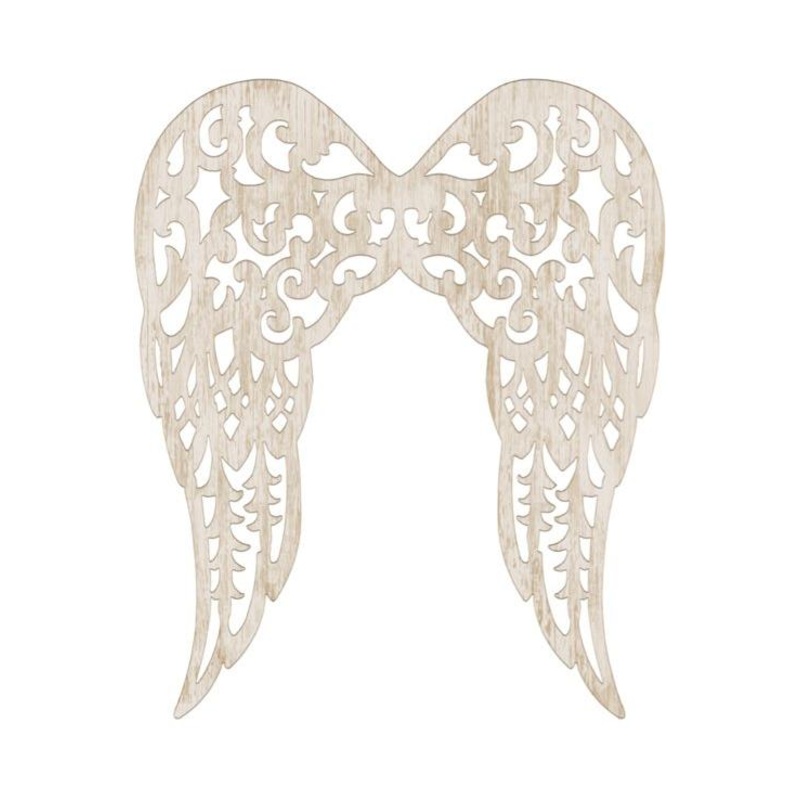 17″ Metal Filigree Angel Wings: Antique Cream