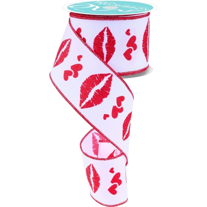 2.5″ Bold Lips Ribbon: White (10 Yards)