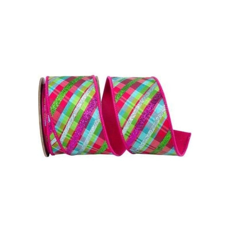 2.5″ Deluxe Bright Plaid Ribbon: Fuchsia (5 Yards)